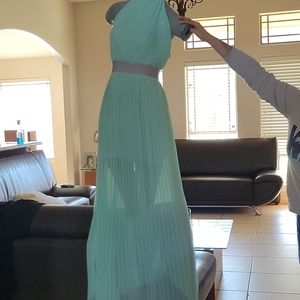 lucyparis• Seafoam, backless pleated chiffon gown